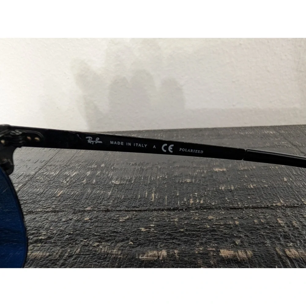 Ray-Ban Clubmaster RB3716 186/58 145 51-21 Metal Italy Sunglasses Black - Rough